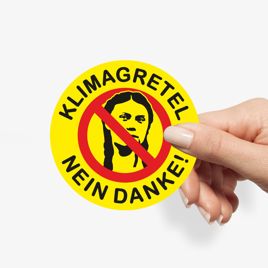Klimagretel Nein Danke Sticker, Aufkleber gegen den Klimawahn